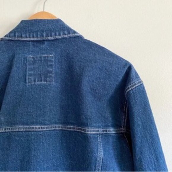 Abercrombie & Fitch Cropped Denim Jacket in Dark Wash - Picture 7 of 8